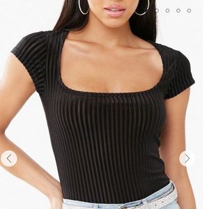 Forever21 Velvet Crop Top Black 3x